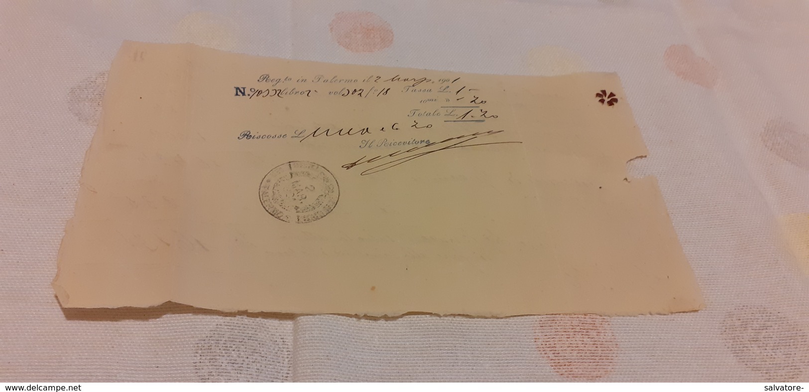 CAMBIALE SU CARTA SEMPLICE CON MARCA DA BOLLO 50 CENTESIMI UMBERTO I RE D'ITALIA 1895 - Steuermarken