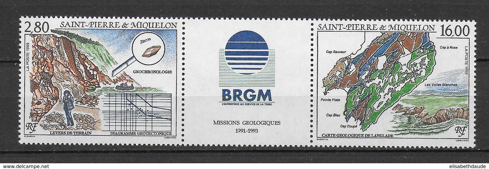 SPM - 1995 - LIVRAISON GRATUITE A PARTIR DE 5 EUR D'ACHAT- NATURE / GEOLOGIE - TRIPTYQUE YVERT N°619A **  MNH - - Unused Stamps