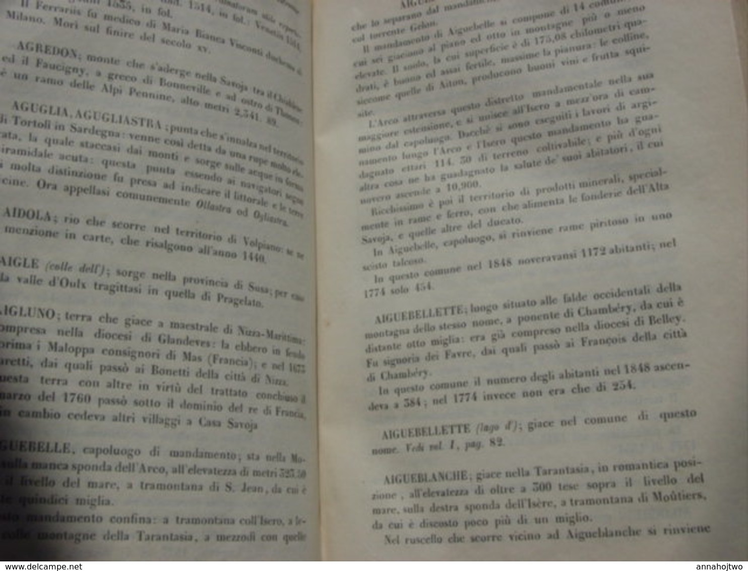 DIZIONARIO GEOGRAFICO STATISTICO COMMERCIALE Stati Sardegna-Casalis-Torino-1855 /Dictionnaire États De Sardaigne . - Libri Antichi