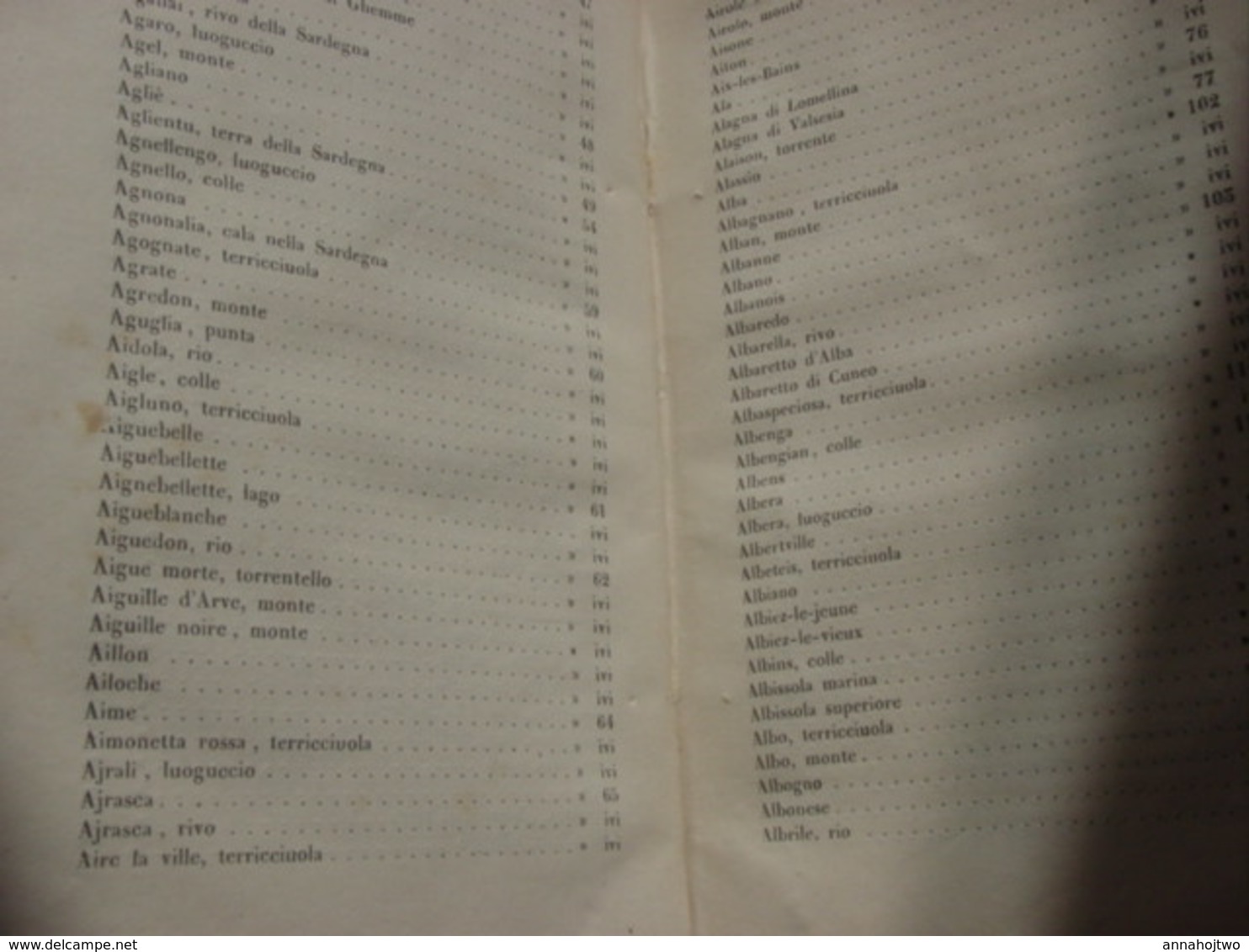 DIZIONARIO GEOGRAFICO STATISTICO COMMERCIALE Stati Sardegna-Casalis-Torino-1855 /Dictionnaire États de Sardaigne .