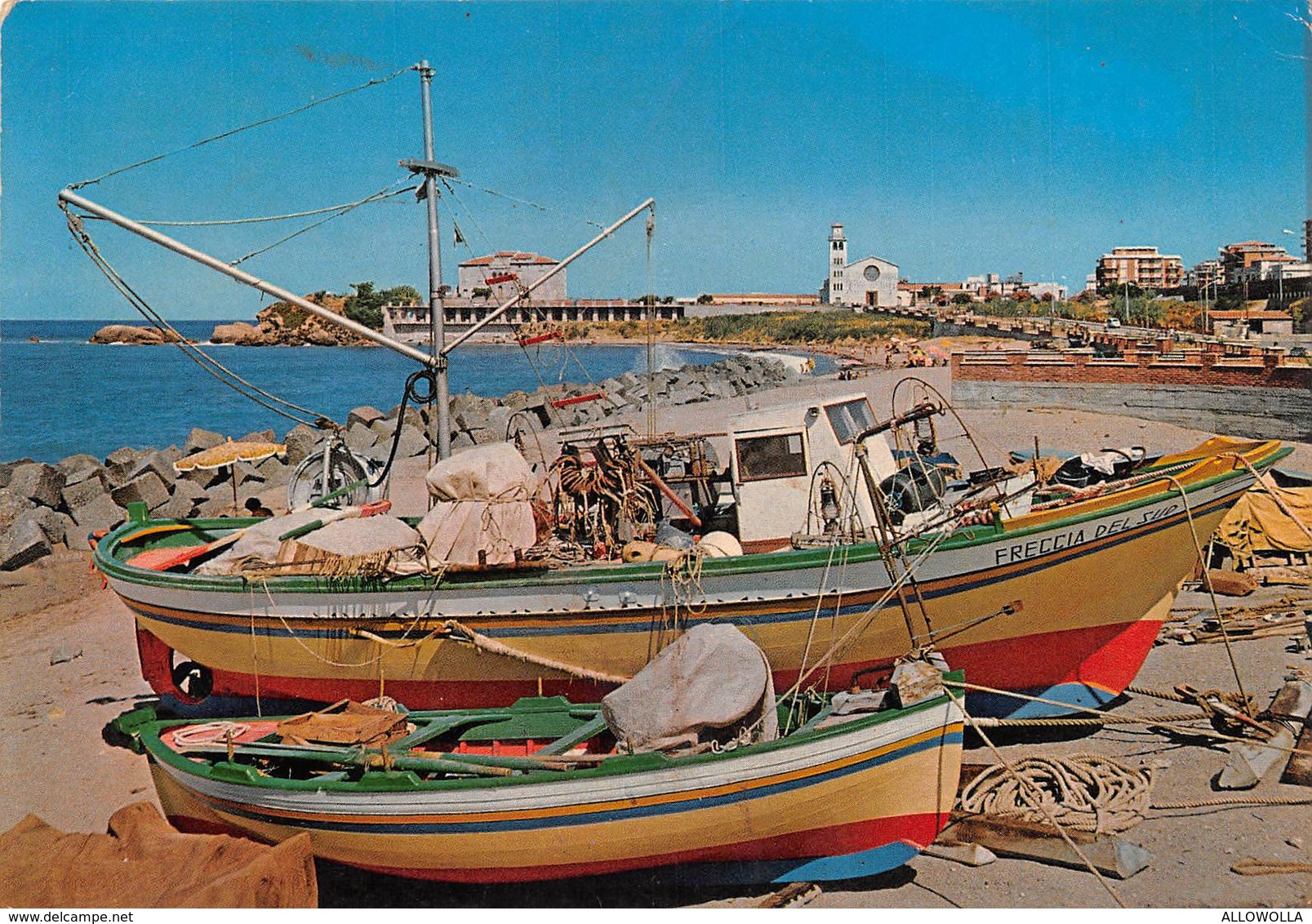 7896 " MARINA DI BELVEDERE MARITTIMO-BARCHE A RIPOSO"ANIMATA-CARTOLINA POSTALE ORIG. SPED.1974 - Cosenza