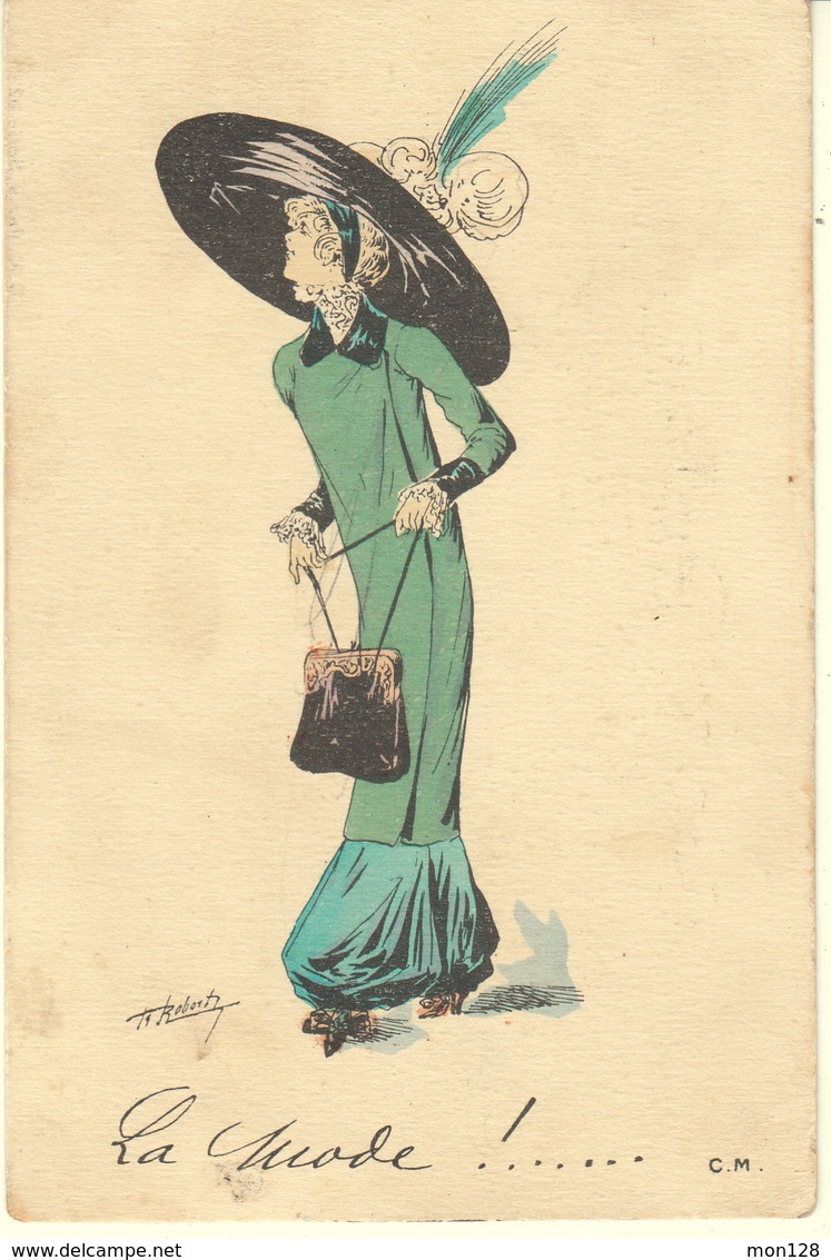 ILLUSTRATEUR ROBERT - LA MODE - FEMME AU CHAPEAU - SAC A MAIN - Robert