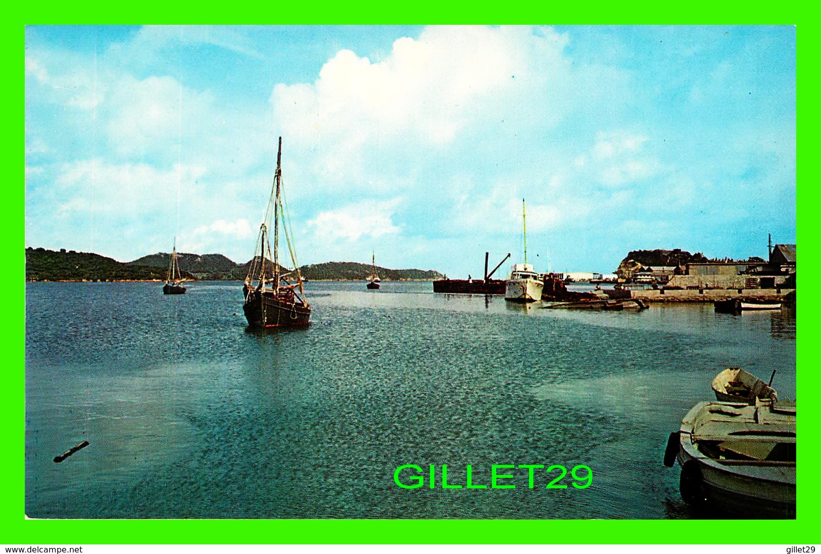 ANTIGUA, ANTILLES - ST JOHN'S HARBOUR -TOMLIN CARDS - ANIMATED WITH BOATS - - Antigua & Barbuda