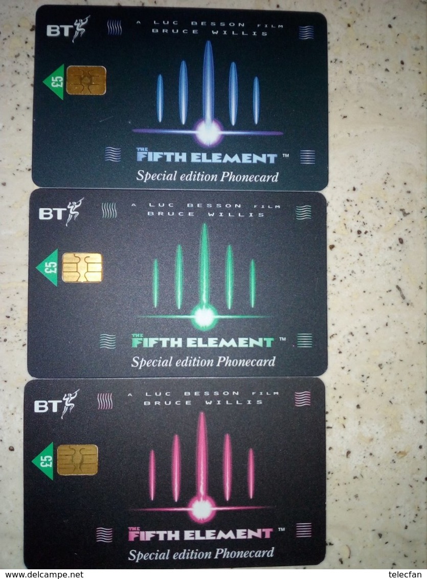 GB UK LOT 3 CARDS CARTE A PUCE CHIP CARD FIFTH ELEMENT 5E ELEMENT BESSON WILLIS 5£ UT - BT General