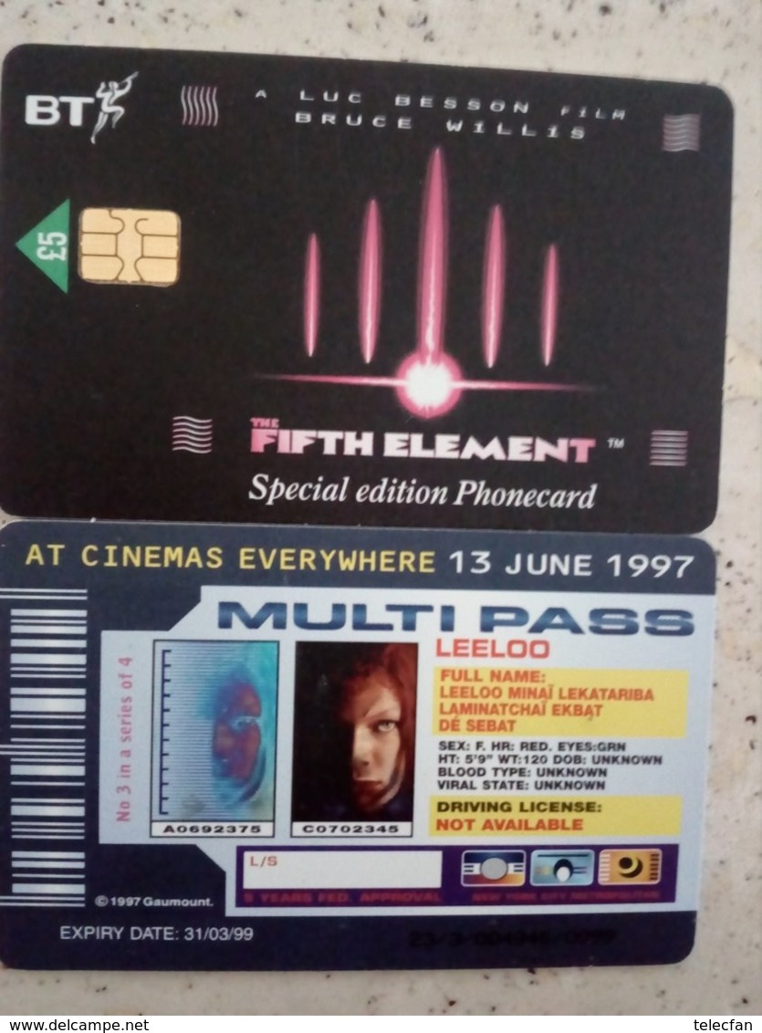 GB UK CARTE A PUCE CHIP CARD FIFTH ELEMENT LEELOO MULTIPASS 5£ UT - BT Generale