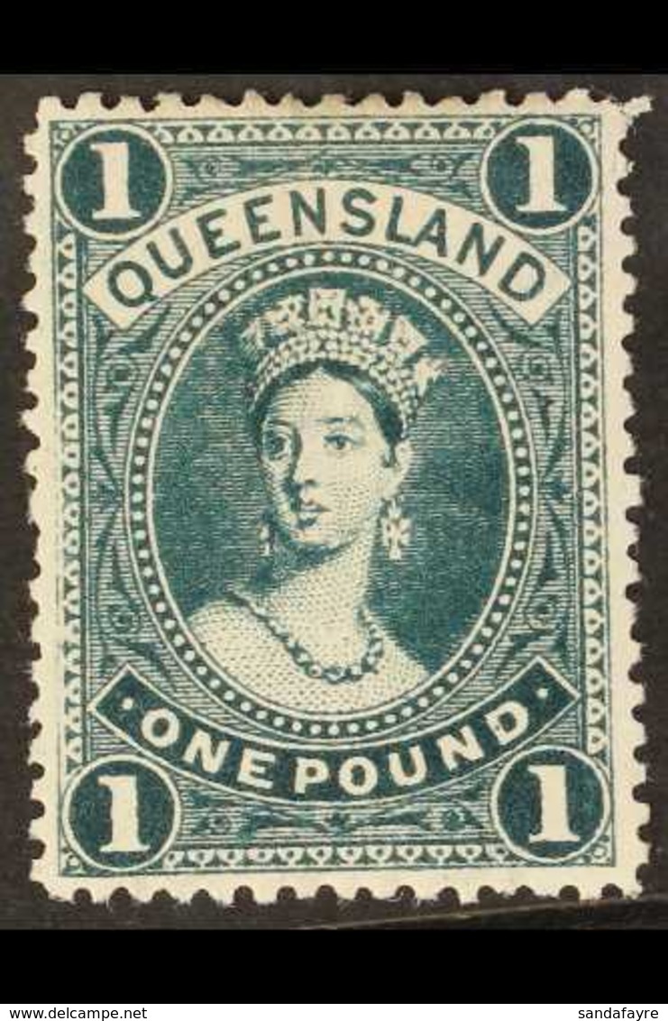 QUEENSLAND  1907-11 £1 Deep Bluish Green Chalon, SG 312c, Very Fine Mint. For More Images, Please Visit Http://www.sanda - Other & Unclassified