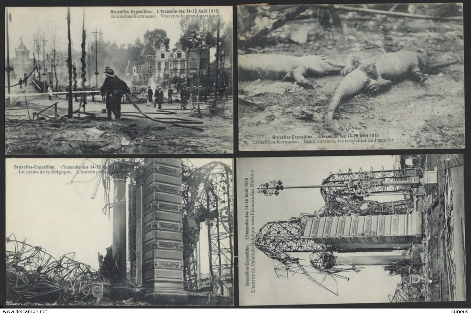 BRUXELLES * EXPOSITION 1910 * L INCENDIE * 12 CARTES POSTALES * EXPO BRUSSELS 1910 * 12 DIFFERENT POSTCARDS - 5 - 99 Postcards