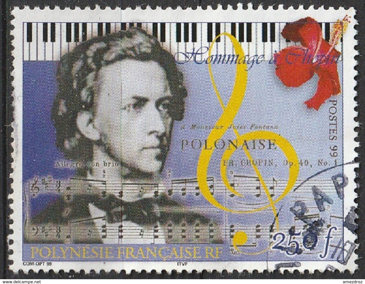 Polynésie Française 1999 N° 603 150e Anniversaire De La Mort De Frédéric Chopin, Compositeur (G6) - Used Stamps