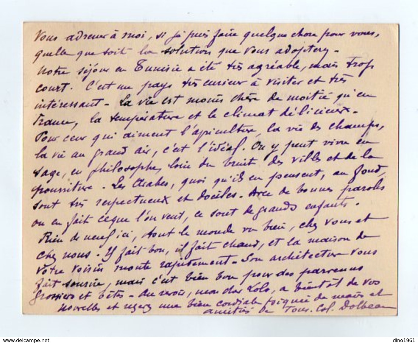 VP17.071 - MILITARIA - Carte - Lettre De Mr Le Colonel H. DOLBEAU à MARSEILLE - Documents