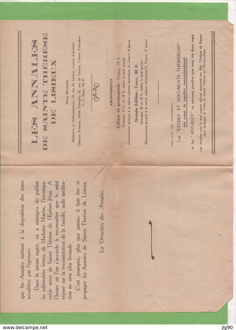 Préo Mercure 40c "République Française" Seul Sur Lettre Les Annales De Ste Thérèse De Lisieux Avec 1er A Sans Barre Pour - Guerra De 1939-45