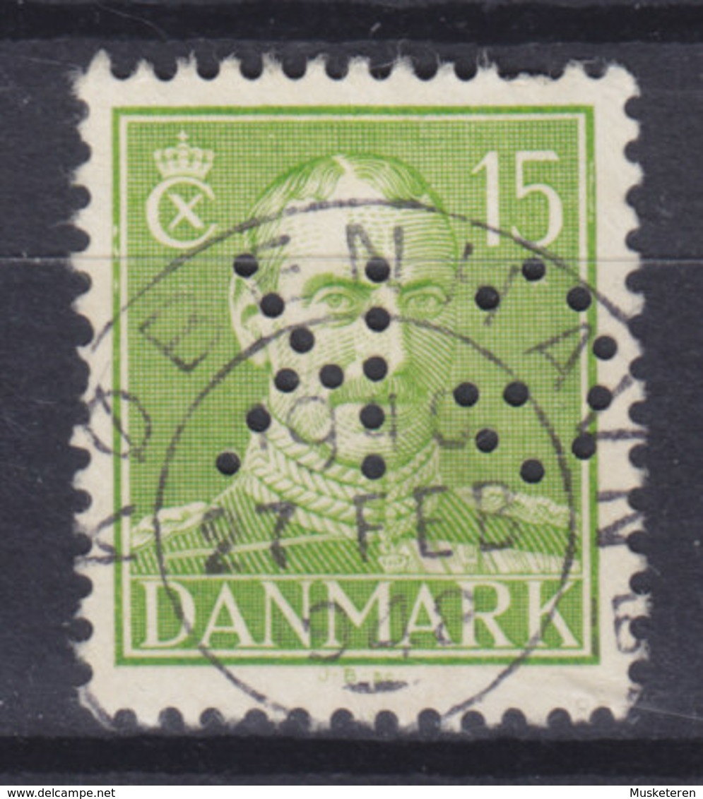 Denmark Perfin Perforé Lochung (G21) 'GK' Gentofte Kommune, Charlottenlund Chr. X. Stamp (2 Scans) - Abarten Und Kuriositäten