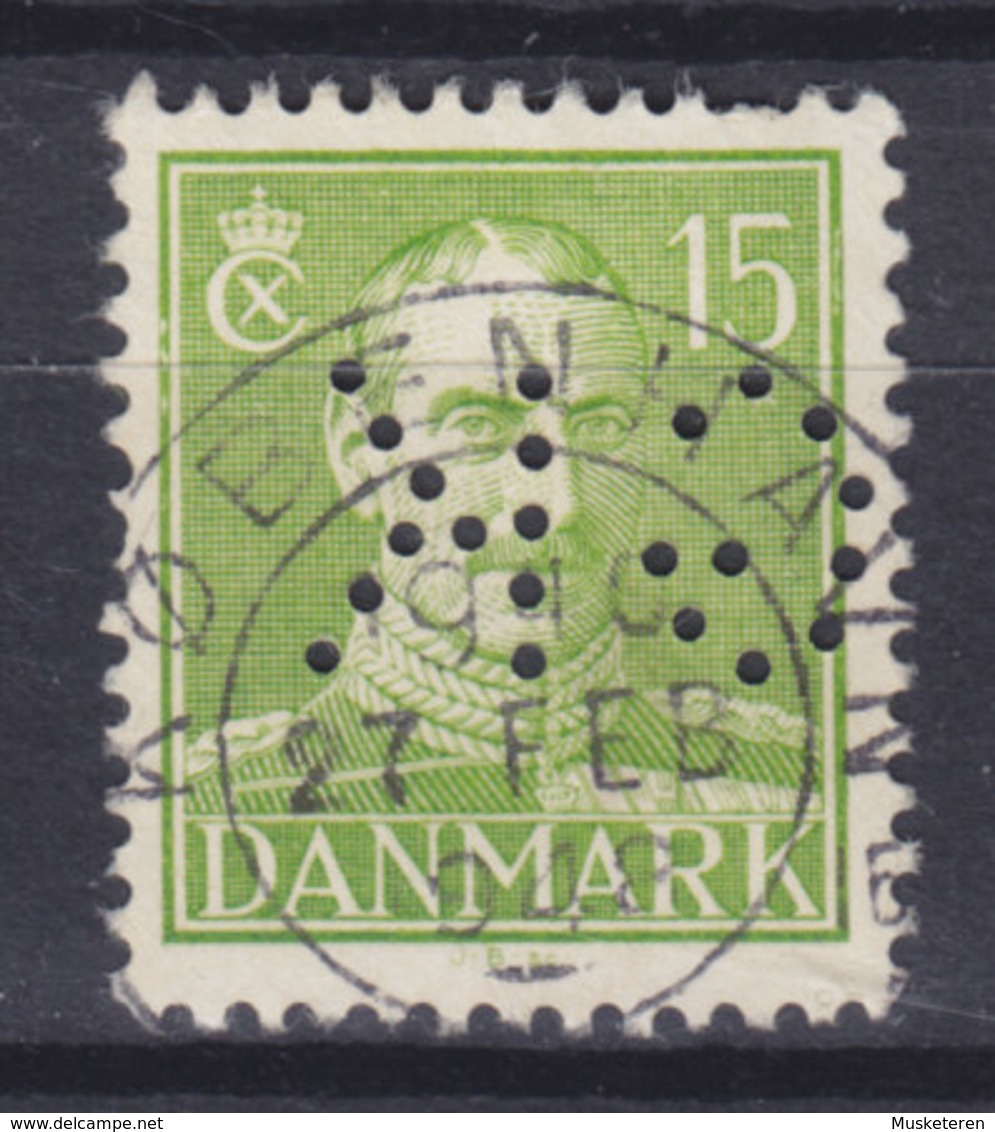 Denmark Perfin Perforé Lochung (G21) 'GK' Gentofte Kommune, Charlottenlund Chr. X. Stamp (2 Scans) - Variétés Et Curiosités