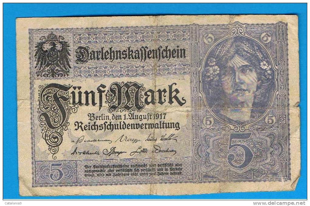 ALEMANIA - GERMANY -  5 Mark 1917 MBC-  P-56 - 20 Mark