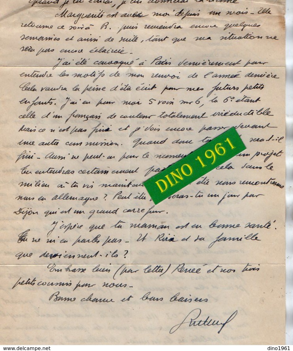 VP17.072  MILITARIA - Guerre 39 / 45 - Lettre De G.BERTRAND Intendant Militaire / Intendance Des Corps De Troupe à DIJON - Documenten