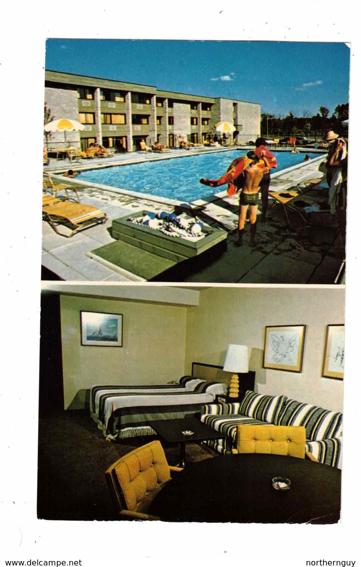 NORTH BAY, Ontario, Canada, 2 Views Of Pinewood Park Motor Inn, Old Chrome Postcard - North Bay