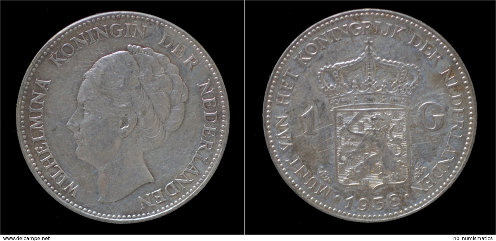 Netherlands Wilhelmina I 1 Gulden 1938 - 1 Gulden