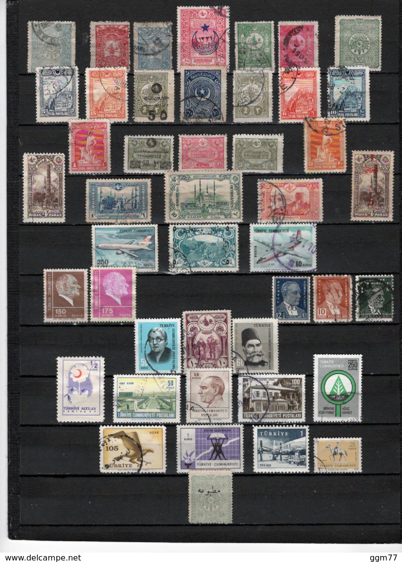 45 TIMBRES TURQUIE OBLITERES & NEUFS* + SANS GOMME DE 1892 à 1977    Cote : 22,50 € - Autres & Non Classés