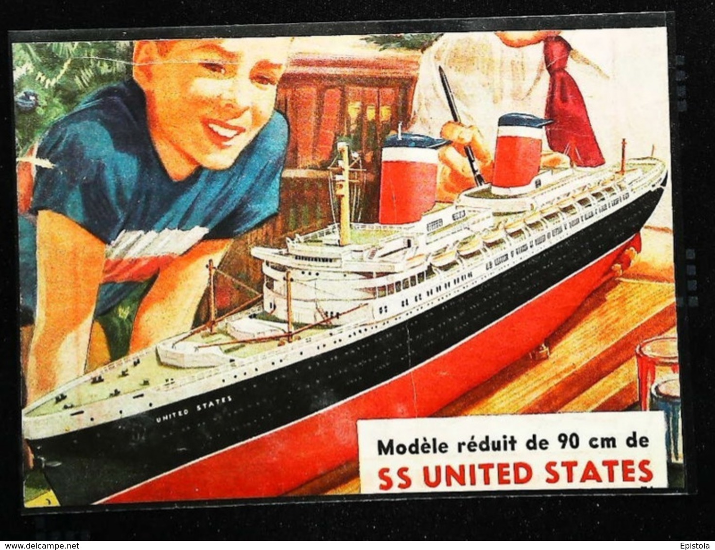 Modèle Réduit Paquebot Américain S/S  Liner "UNITED STATES"   - Coupure De Presse Italienne  (encadré Photo) De 1953 - Schiffe