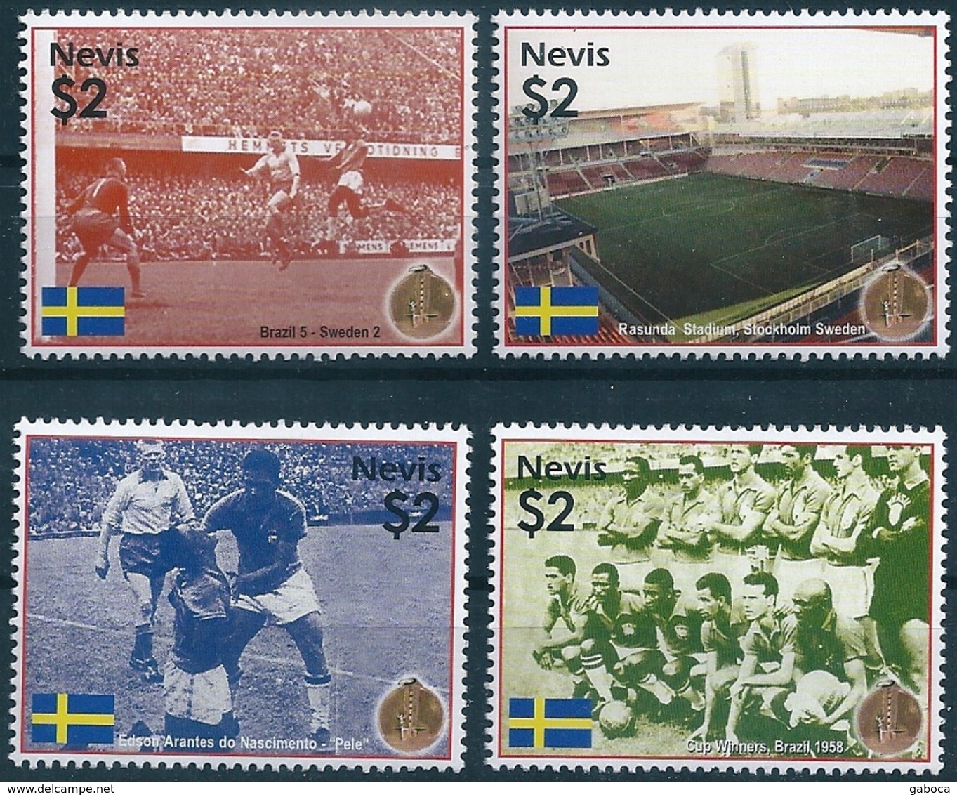 B8593 Nevis Sport Football World Cup Flag Architecture Stadium MNH - 1958 – Sweden