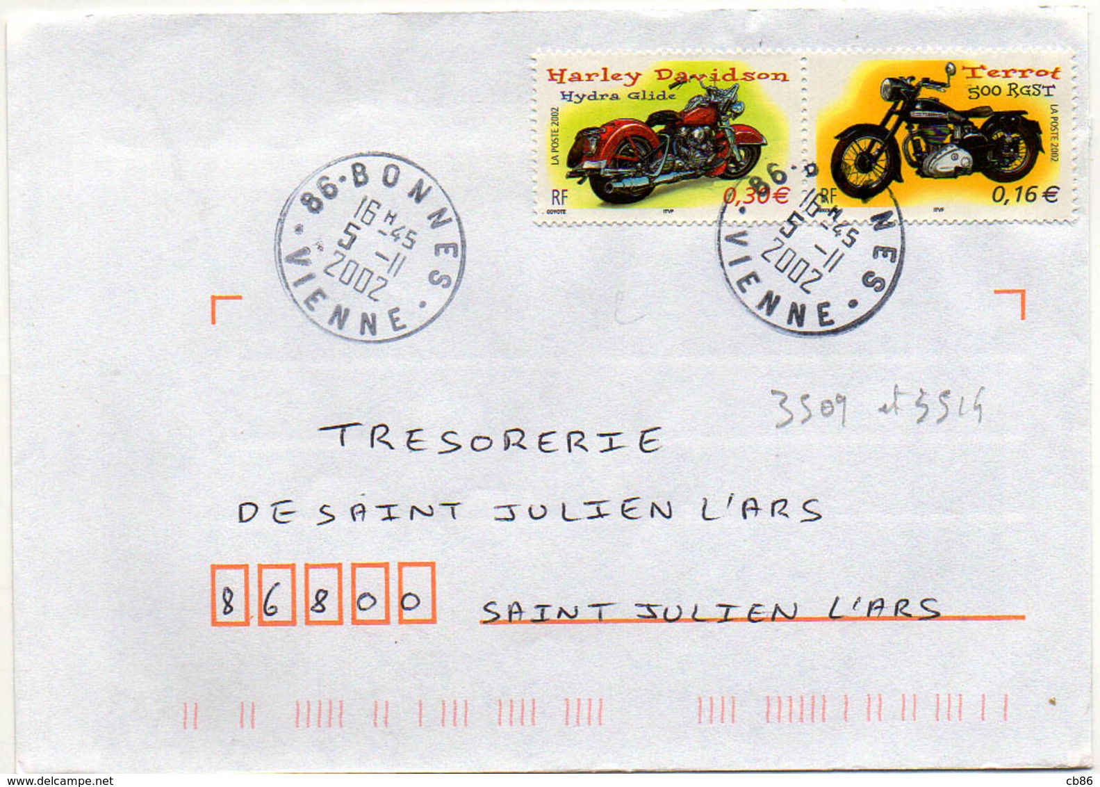 France N° 3509 Et 3514 Y. Et T. Vienne Bonnes Cachet A9 Du 05/11/2002 - 1961-....