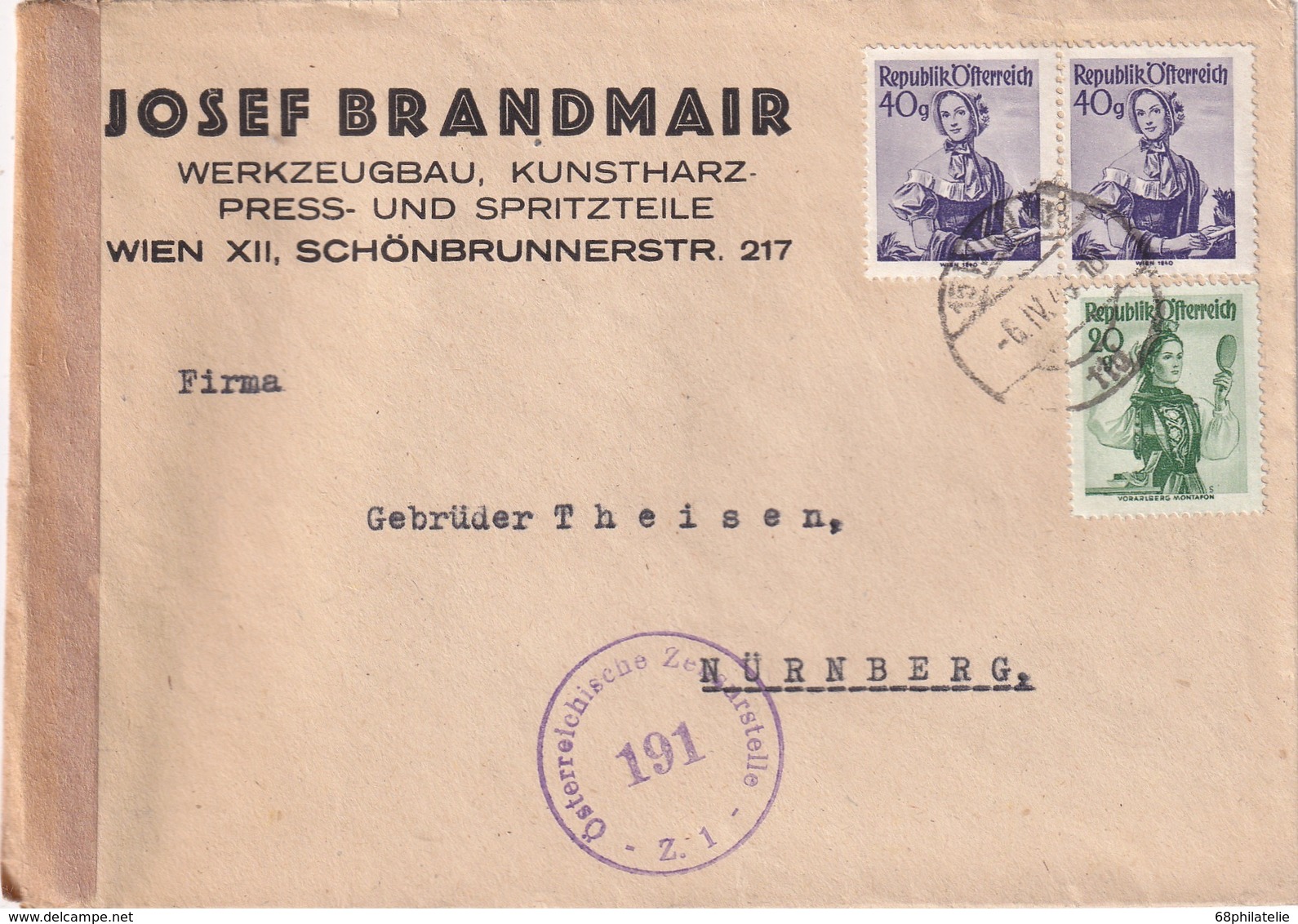 AUTRICHE     LETTRE CENSUREE DE WIEN POUR NÜRNBERG - Covers & Documents