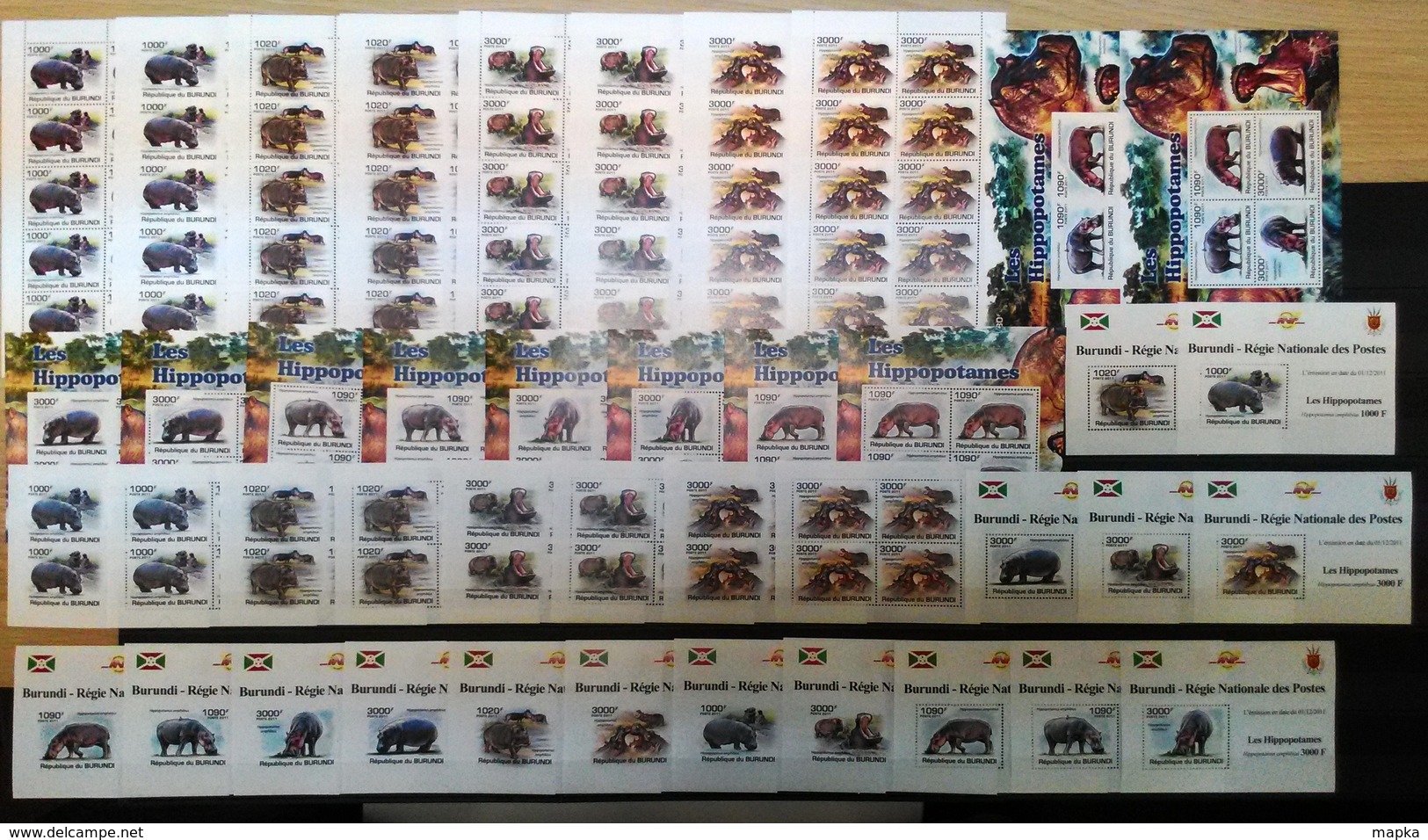 XX198 2011 !!! IMPERF, PERF BURUNDI FAUNA WILD ANIMALS LES HIPPOPOTAMES 20SET+18KB+16 LUX BL MNH - Other & Unclassified