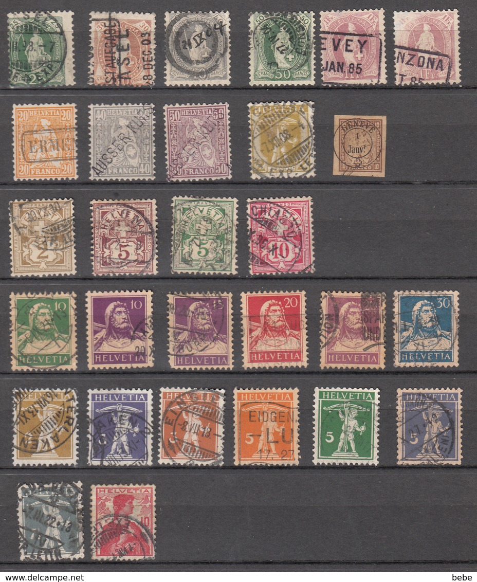 Suisse 29 Timbres Obblitrés + Marques Postales - Used Stamps