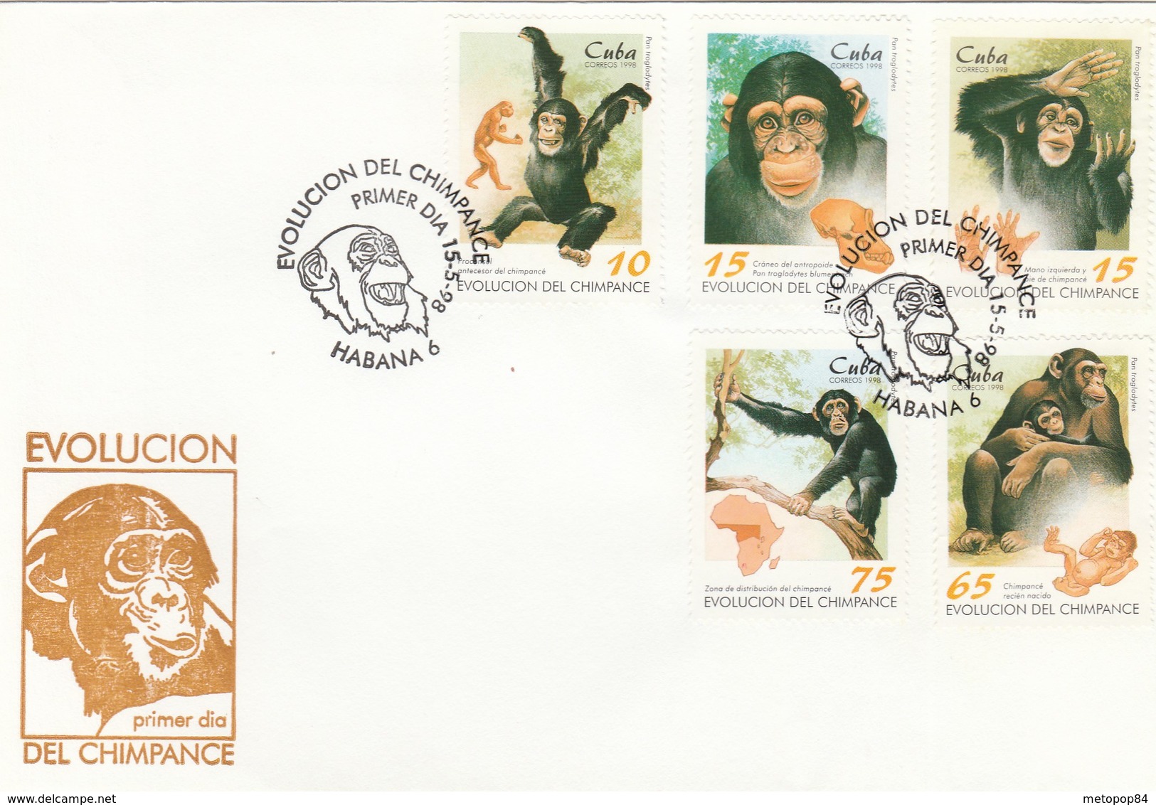 CUBA 1998 Shimpanzee FDC - Chimpancés