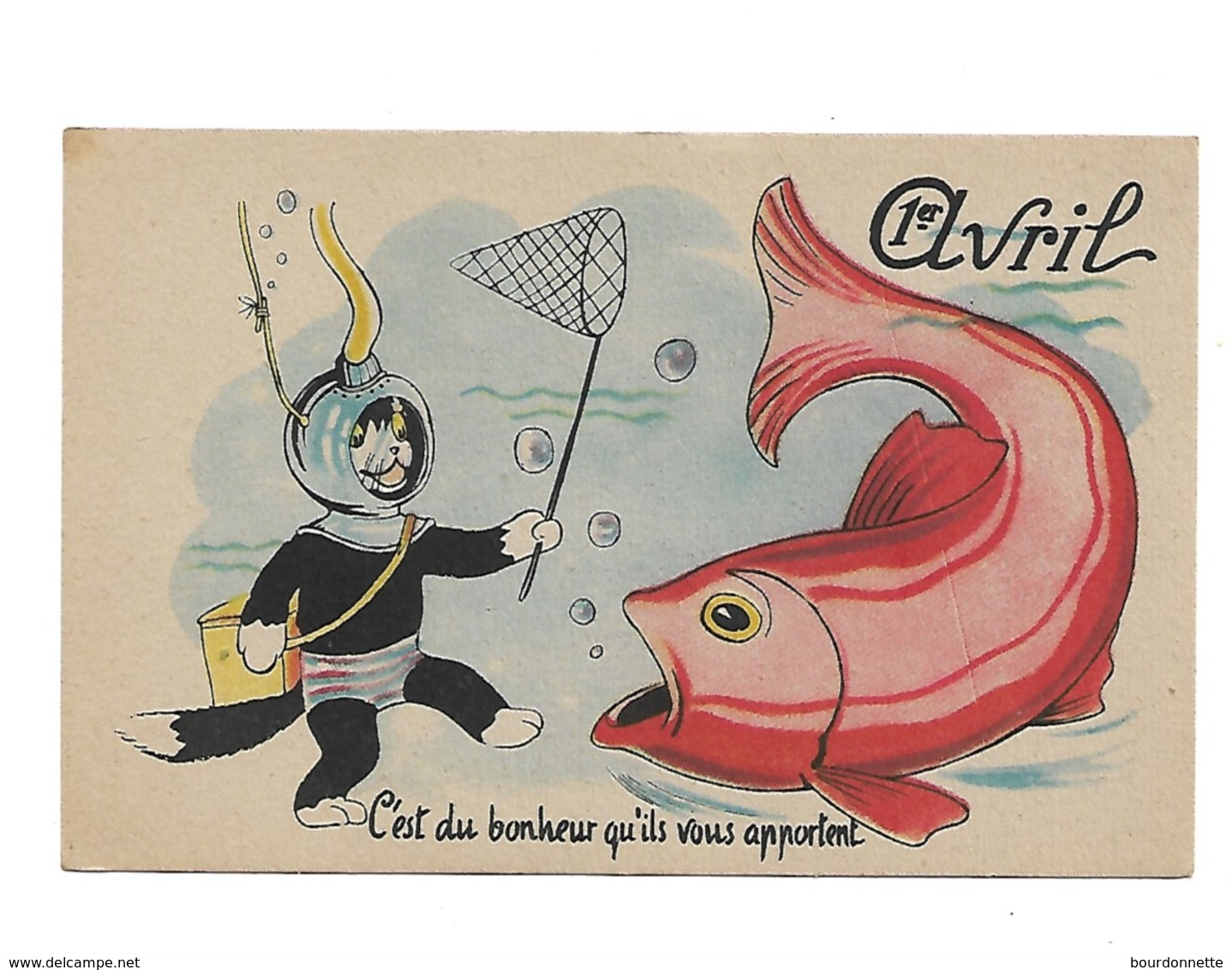 Carte Postale Ancienne Fantaisie - 1er Avril - Poisson -chat - 1 De April (pescado De Abril)