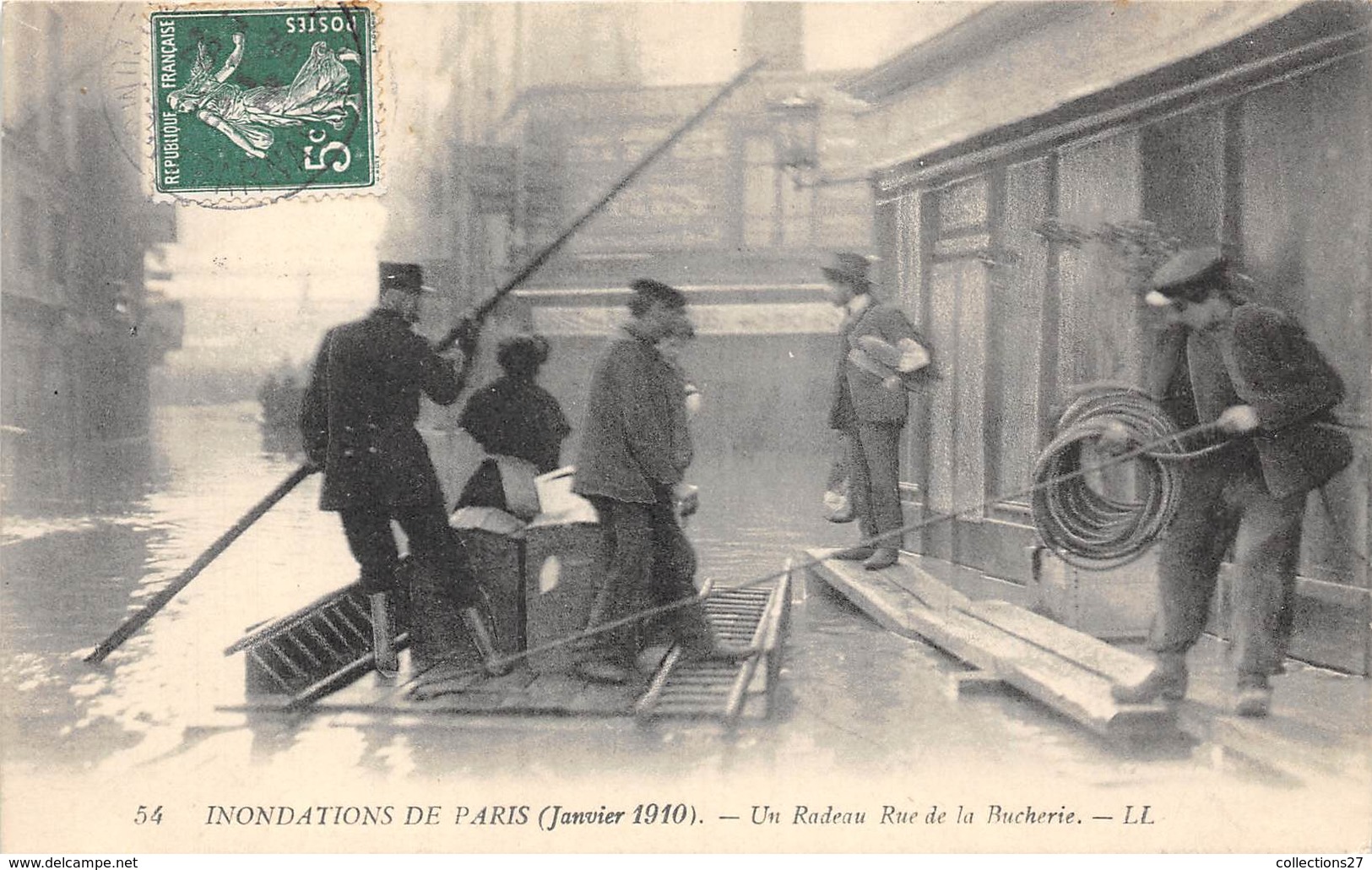 PARIS-75005-RUE BUCHERIE , UN RADEAU INONDATION DE PARIS JANVIER 1910 - Arrondissement: 05