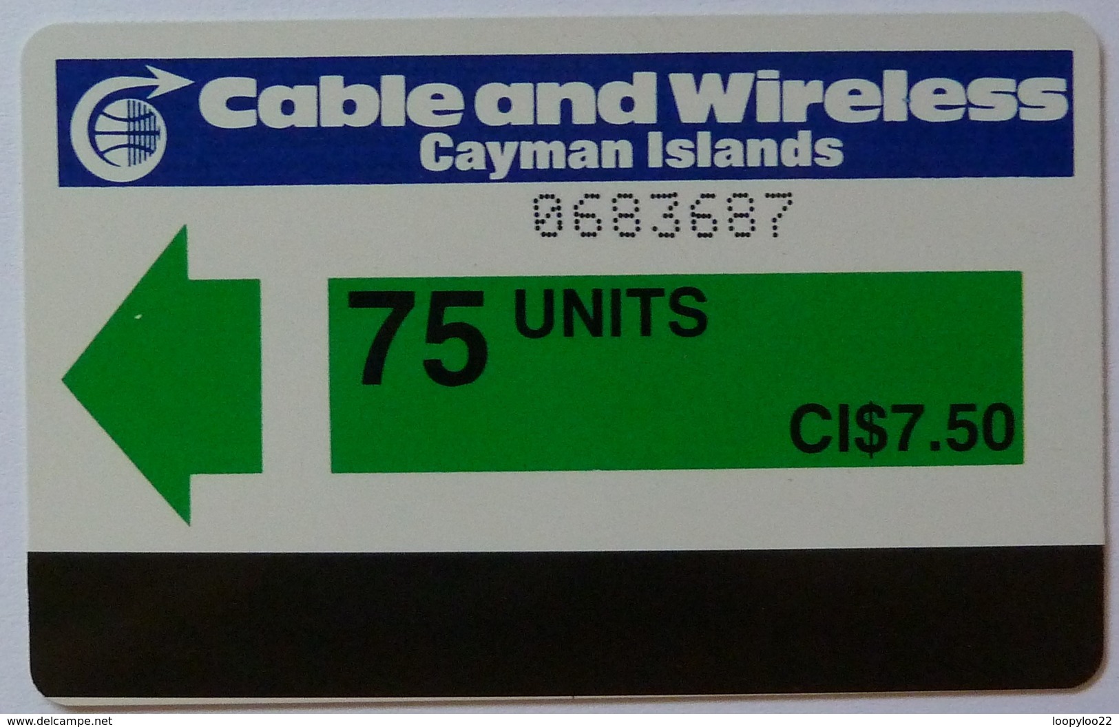 CAYMAN ISLANDS - Cable & Wireless - Autelca - Magnetic Strip Low - 75 Units - CI$7.50 - Used - Iles Cayman