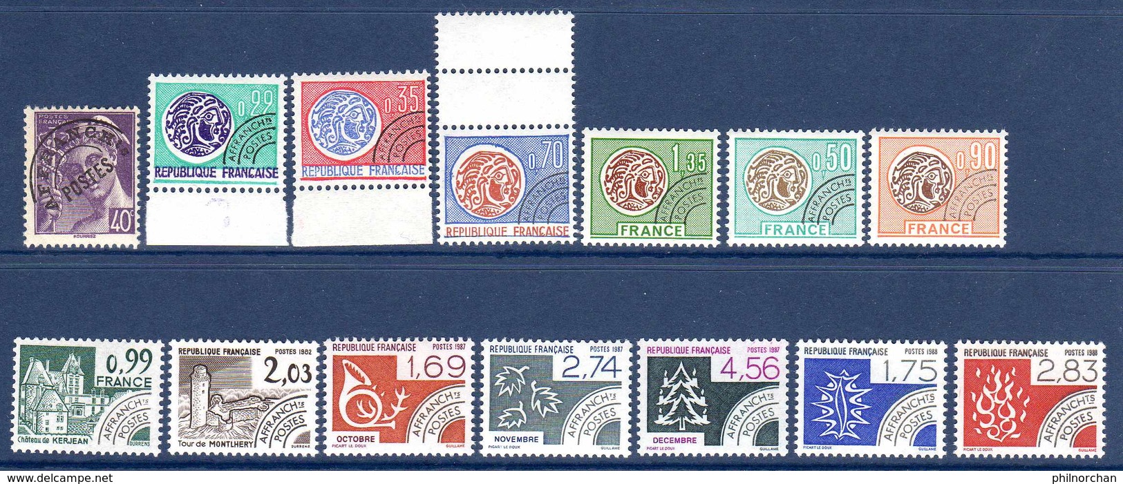 1942/1988 France Préoblitérés Neufs** N°81,125,127,129,137/8,142,167,176,195/7,199,200   4 €  (cote 26,70 €  14 Valeurs) - 1893-1947