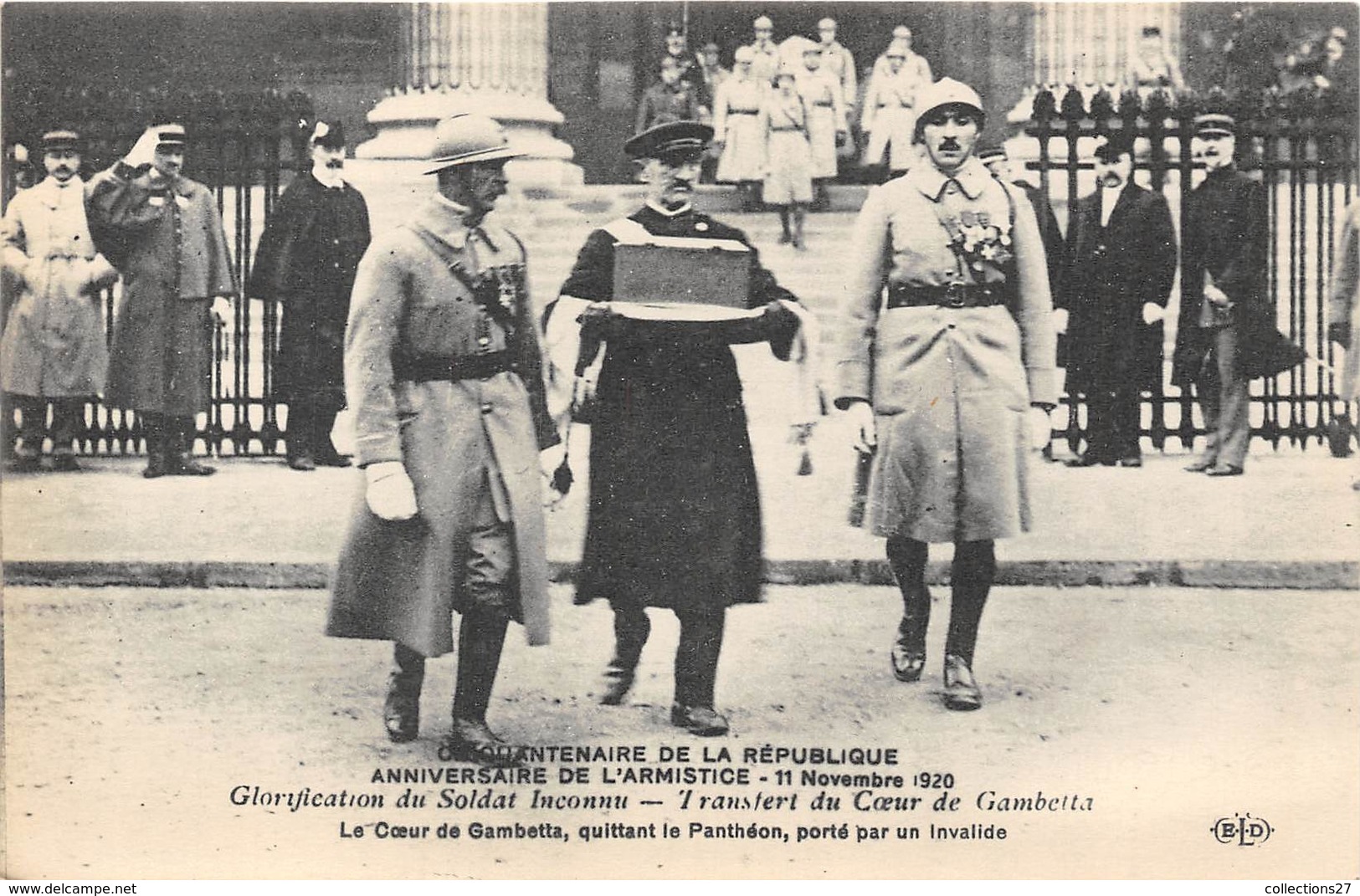 PARIS-75004-ANNIVERSAIRE DE L'ARMISTICE 1920 GLORIFICATION DU SOLDAT INCONNU , LE COEUR DE GAMBETTA QUITTANT LE PANTHEON - Arrondissement: 04