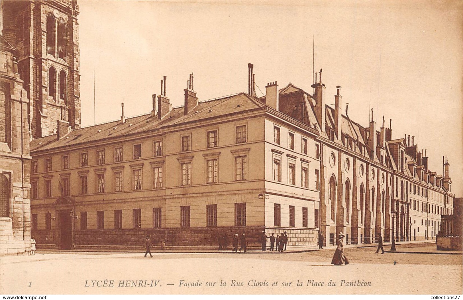 PARIS-75004-LYCEE HENRI IV , FACADE SUR LA RUE CLOVIS ET SUR LA PLCE DU PANTHEON - Arrondissement: 04