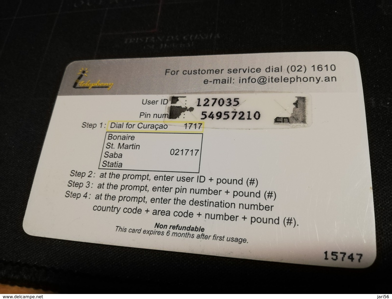 CURACAO NAF 25,- PREPAID I-TELEPHONY THICK CARD  FINE  USED      ** 1697** - Antillas (Nerlandesas)