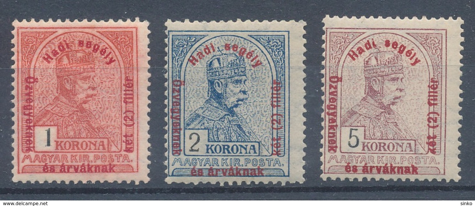 1915. Military Aid (II.) 1K, 2K, 5K - Unused Stamps