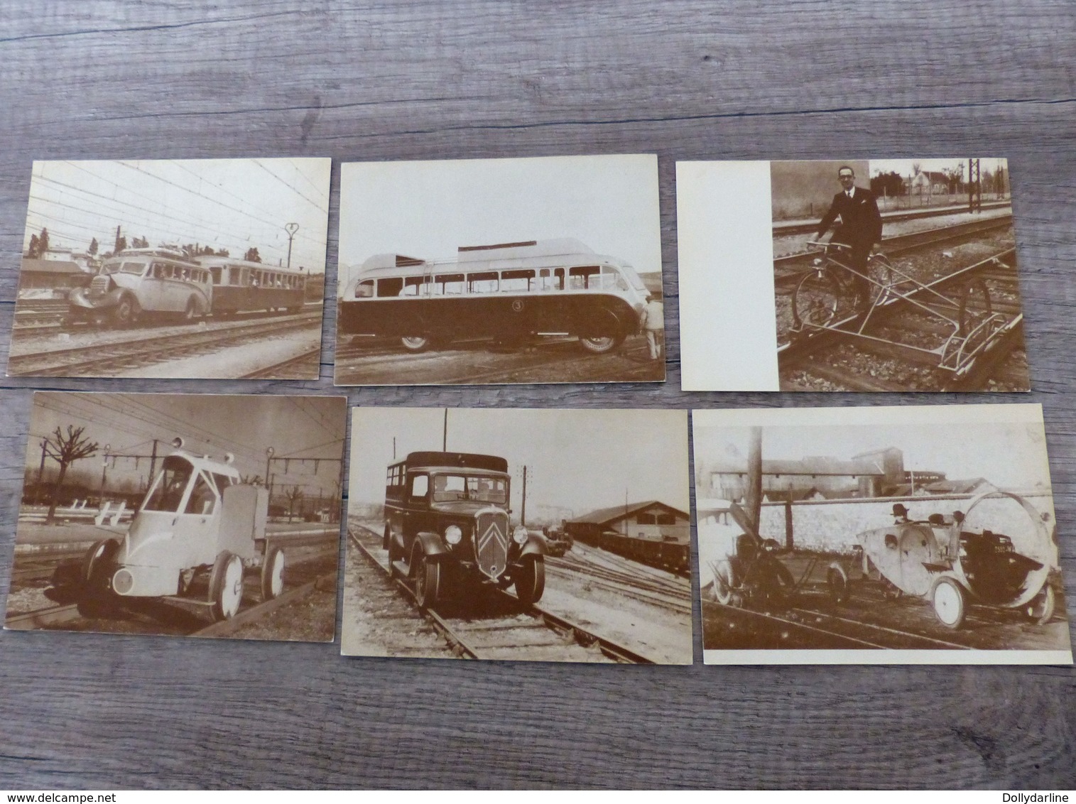 Lot De 5 Cartes Postales CURIOSITES FERROVIAIRES Drasine A Hélice Vélorail Autocar Sur Rail Camionette Citroen  Rosalie - Altri & Non Classificati