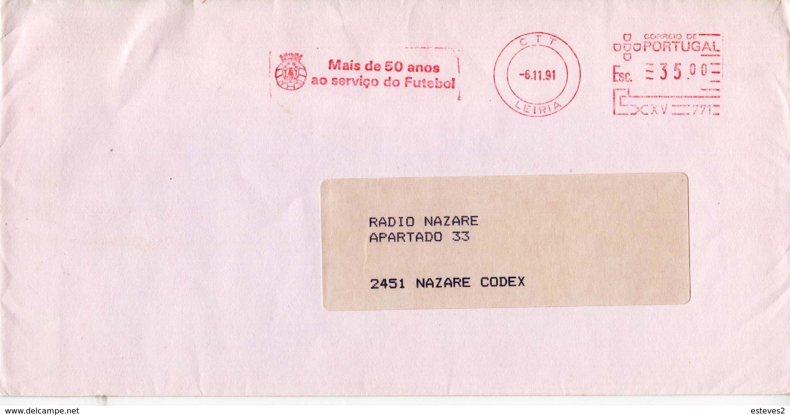 ASSOCIAÇÃO FUTEBOL LEIRIA  , Football , Soccer ,  Mechanical Meter , Leiria 1991 , EMA - Storia Postale