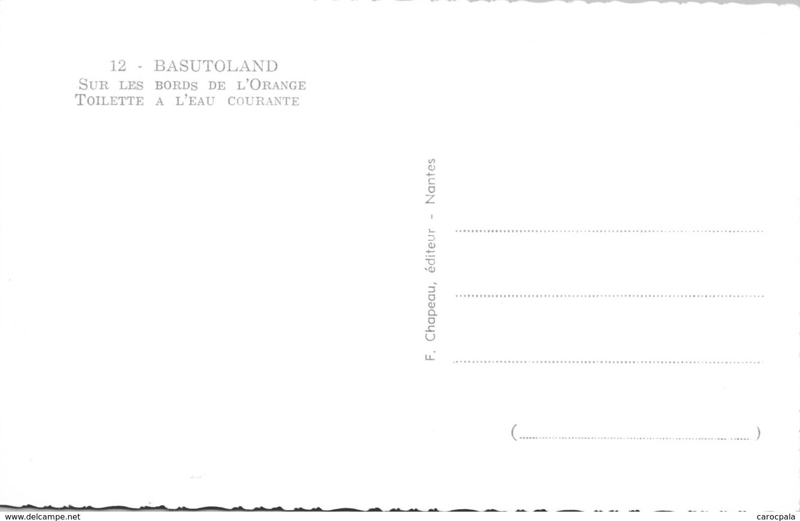 Carte 1950 BASUTOLAND / SUR LES BORDS DE L'ORANGE - TOILETTE A L'EAU COURANTE - Lesotho