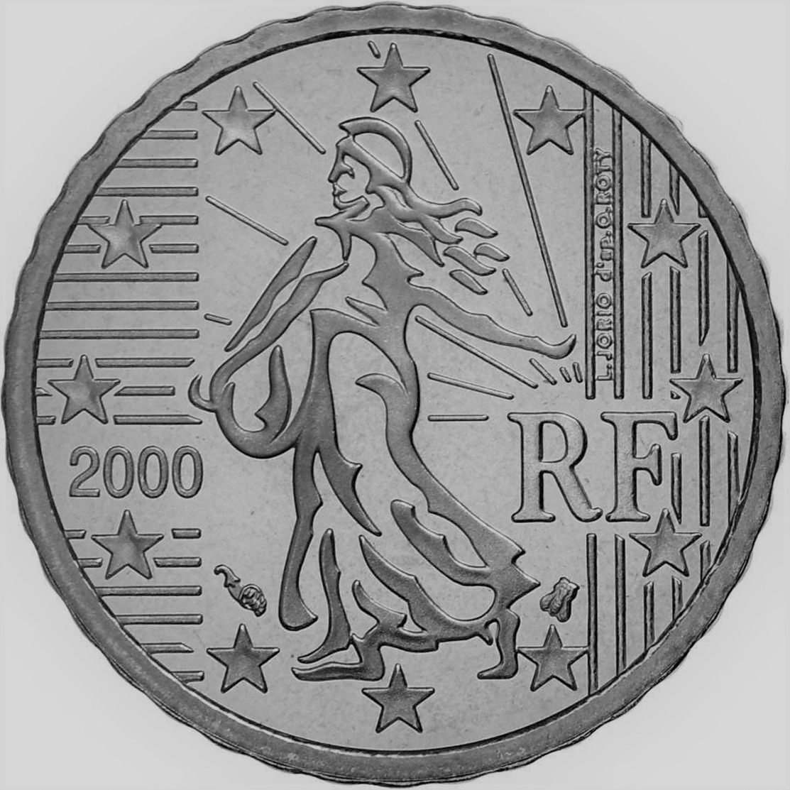 MONNAIE 10 CENTIMES FRANCE 2000 Euro Fautée COULEUR ACIER - Variétés Et Curiosités