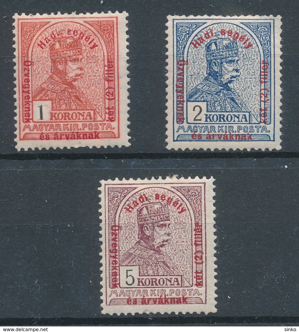 1915. Military Aid (II.) 1K, 2K, 5K - Unused Stamps