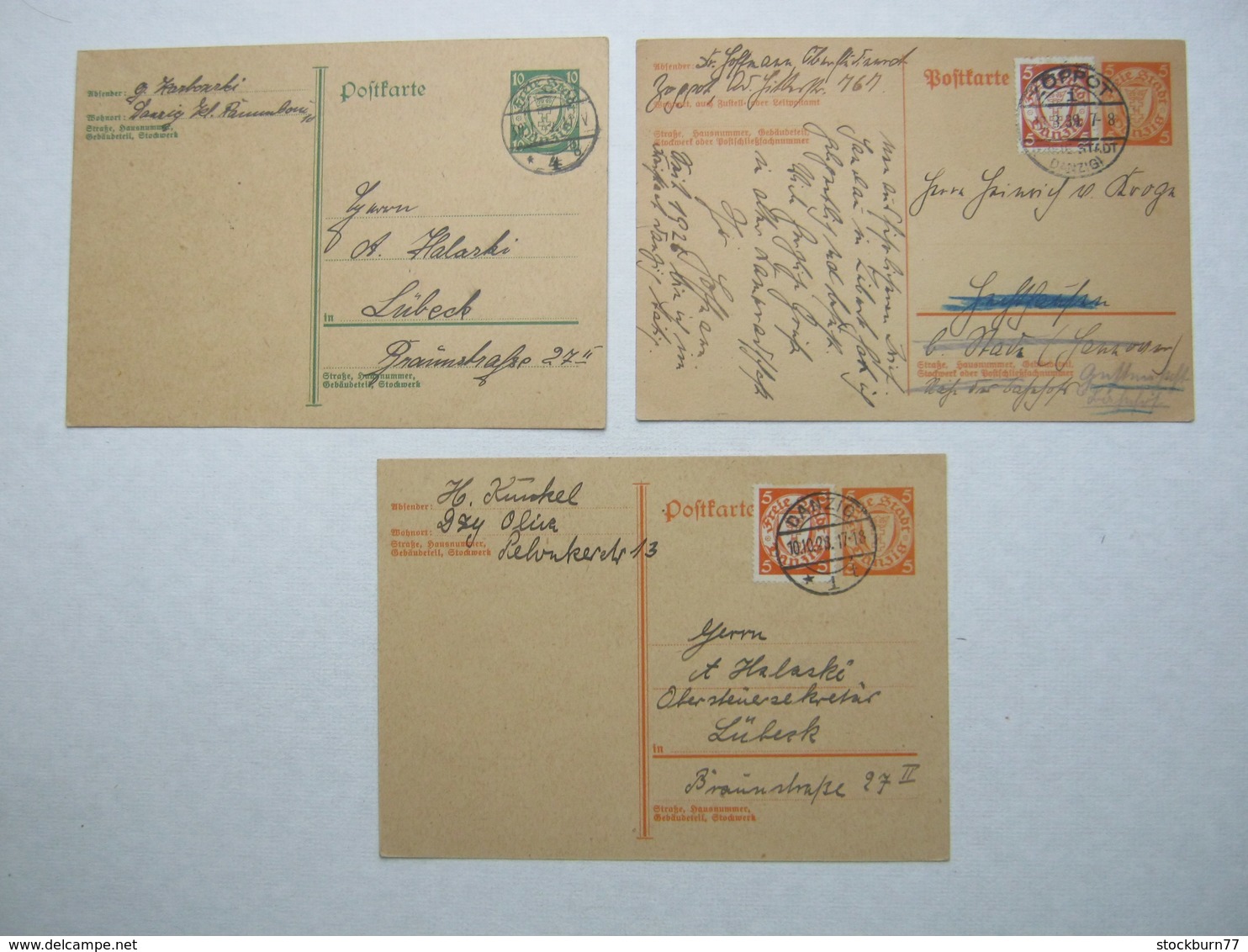 DANZIG , 3 Ganzsachen Verschickt - Postal  Stationery