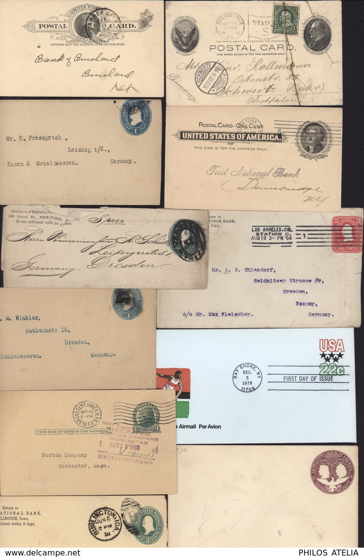 11 Entier United States Of America U.S. Postage 7 Enveloppes 4 Cartes Postales Jefferson Mc Kinley Entiers Relief 1 FDC - Autres & Non Classés