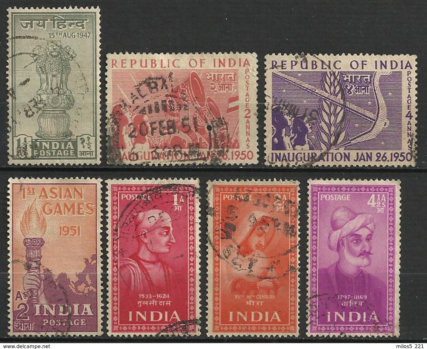Inde 1947-52  7 Val Oblitéré - Used Stamps
