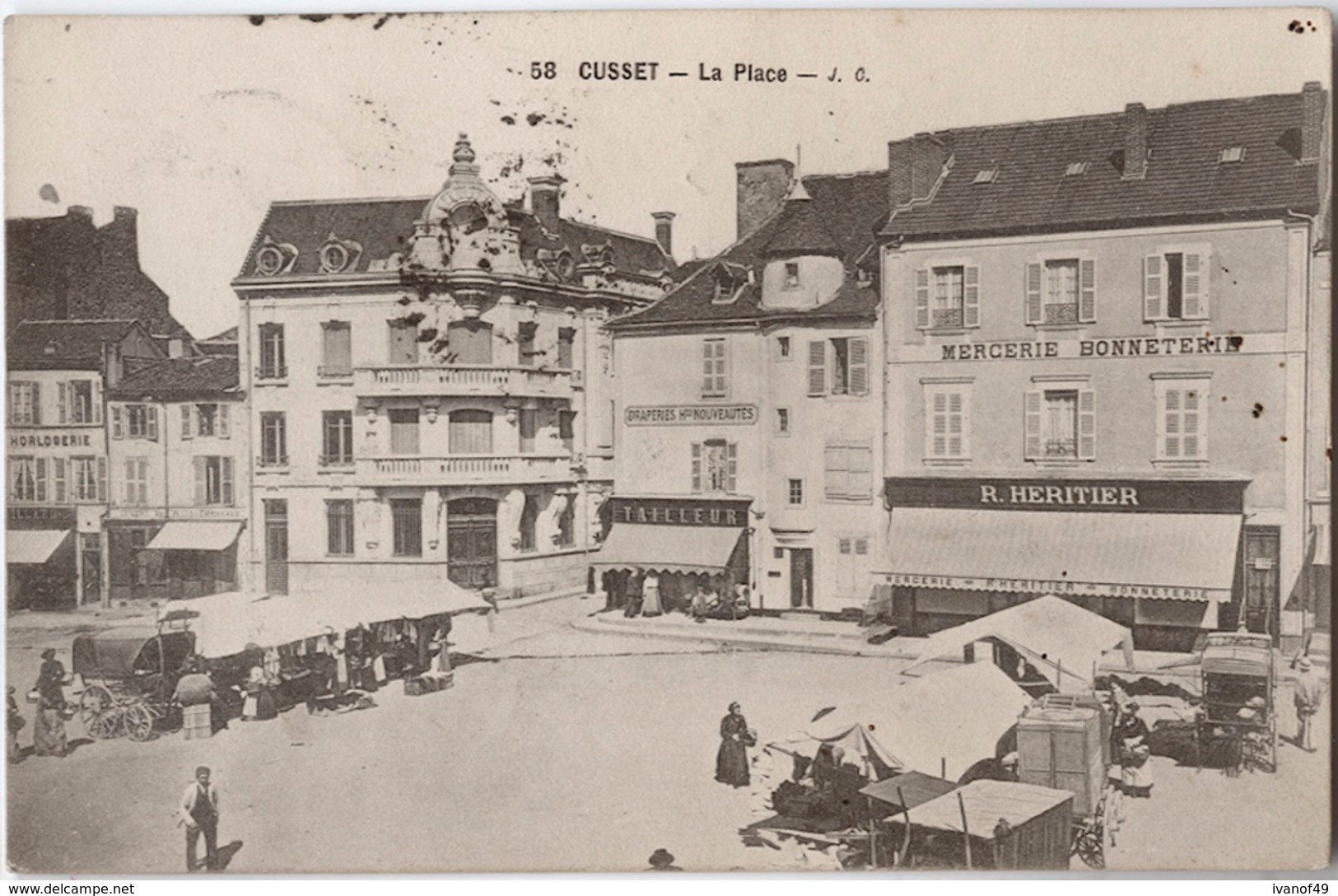 03 - CUSSET - 2 CPA - La Place - Andere & Zonder Classificatie