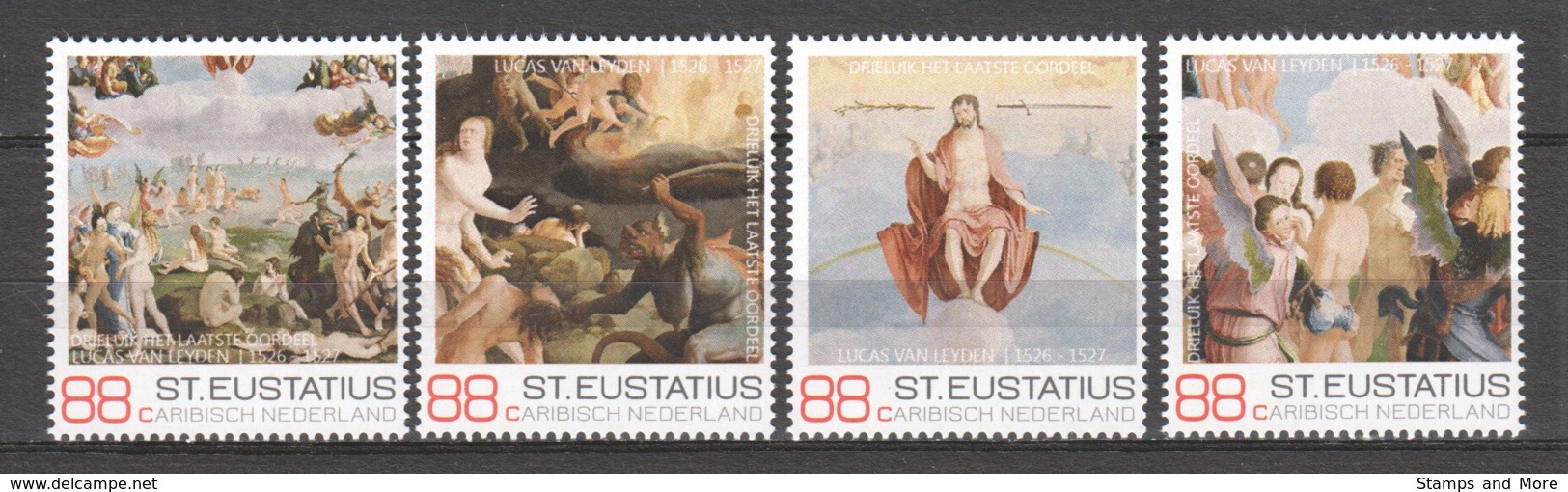 Caribbean Netherlands (St Eustatius) - MNH Set PAINTING LUCAS VAN LEYDEN - THE FINAL JUDGEMENT - Sonstige & Ohne Zuordnung