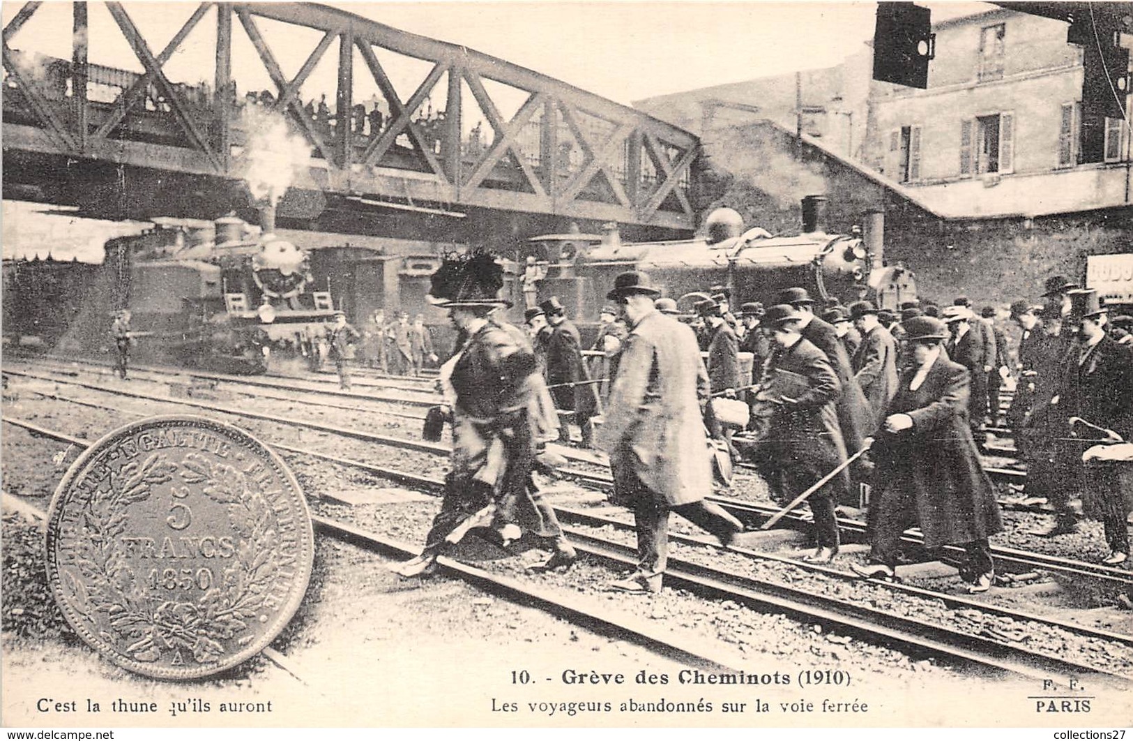 GREVE DES CHEMINOTS DU NORD 1910, LES VOYAGEURS ABANDONNES SUR LA VOIE FERREE - Métro Parisien, Gares