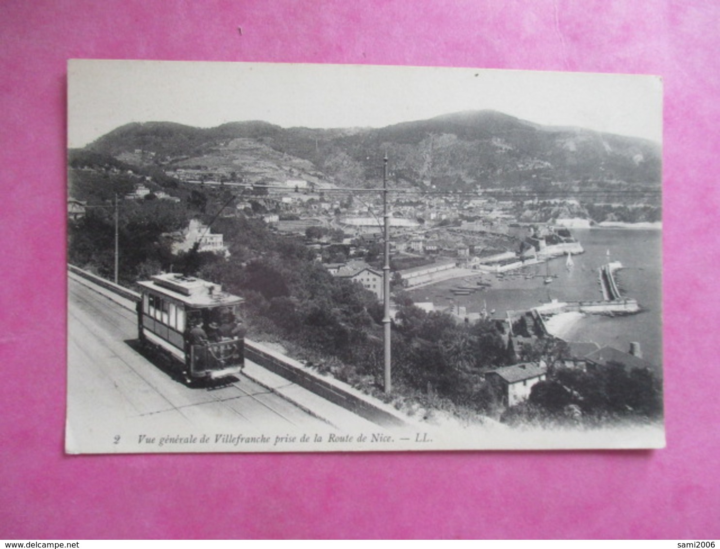 CPA 06 VILLEFRANCHE VUE GÉNÉRALE PRISE DE LA ROUTE DE NICE TRAMWAY - Villefranche-sur-Mer