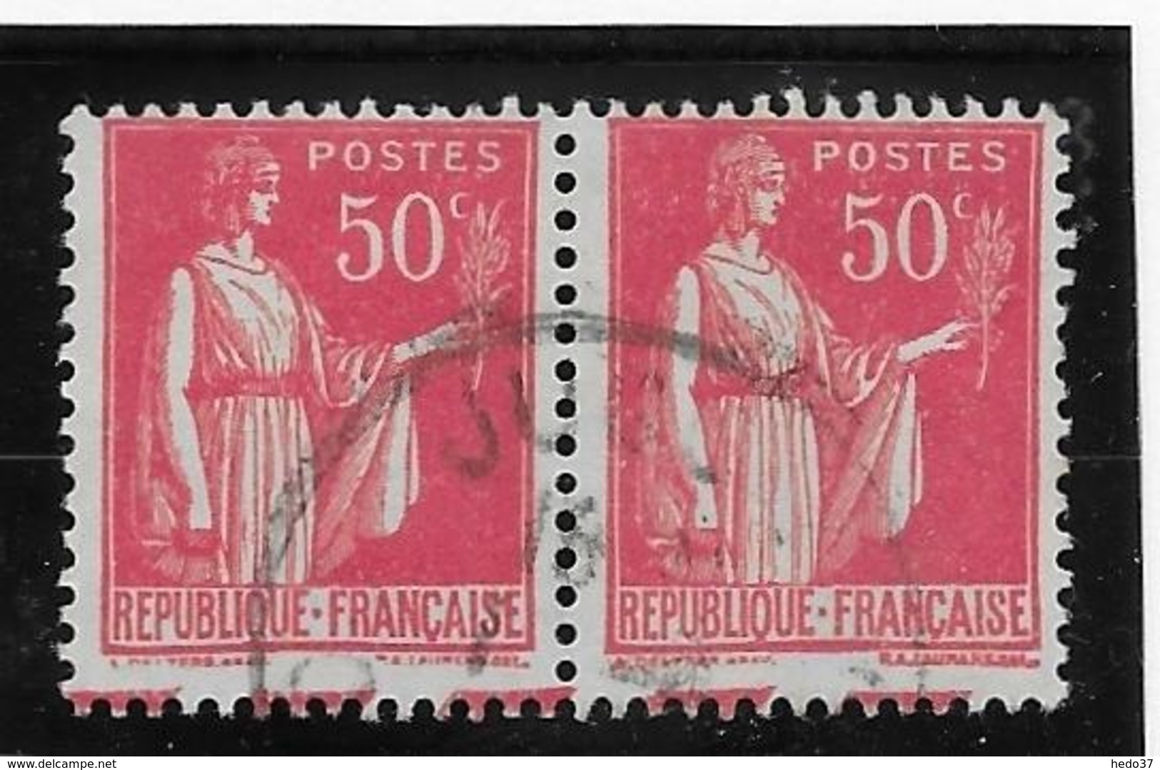 France N°283 Paire Variété Traits Du Bord De Feuille - TB - 1932-39 Paz