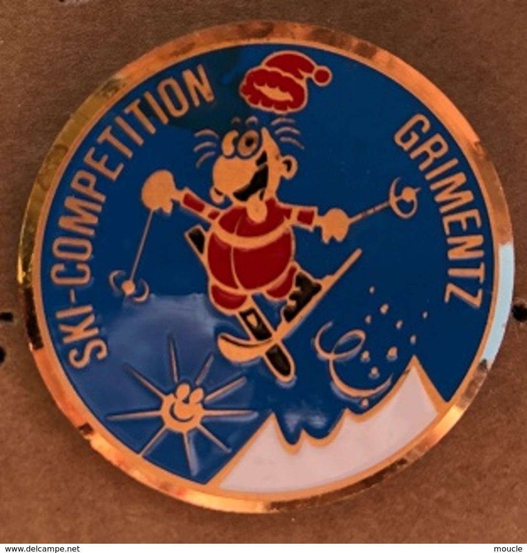 ATTENTION C'EST UNE BROCHE - SKI ALPIN COMPETITION - GRIMENTZ - SUISSE - SCHWEIZ . SWITZERLAND - SVIZZERA  - SKIEUR - Winter Sports